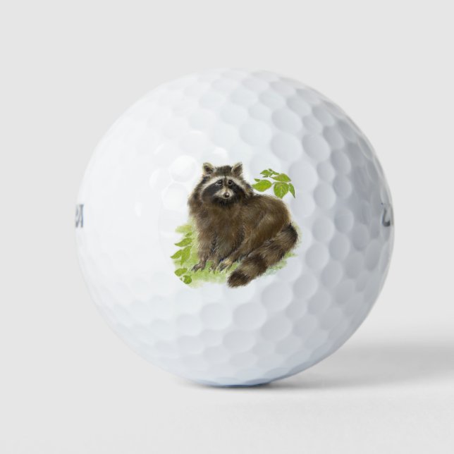 Pelotas De Golf Cuta acuarela Raccoon Arte natural animal (Anverso)