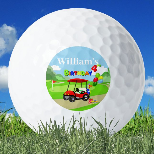 Pelotas De Golf Cute 4º cumpleaños Red Golf Cart Boy's (Subido por el creador)
