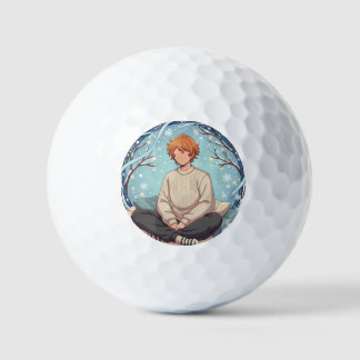 Pelotas De Golf Cute Anime Boy Drinking Coffee in Winter