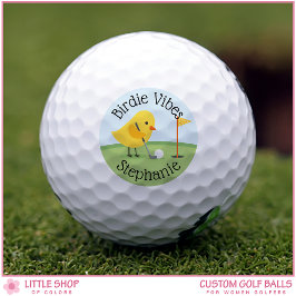 Pelotas De Golf Cute Bird on Putting Green Birdie Vibes Custom