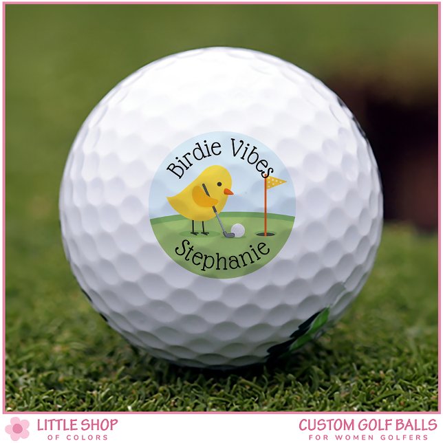 Pelotas De Golf Cute Bird on Putting Green Birdie Vibes Custom (Subido por el creador)