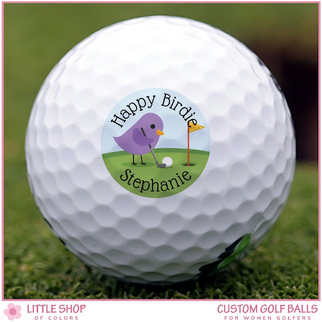 Pelotas De Golf Cute Birdie on Putting Green Customizable Birthday (Subido por el creador)
