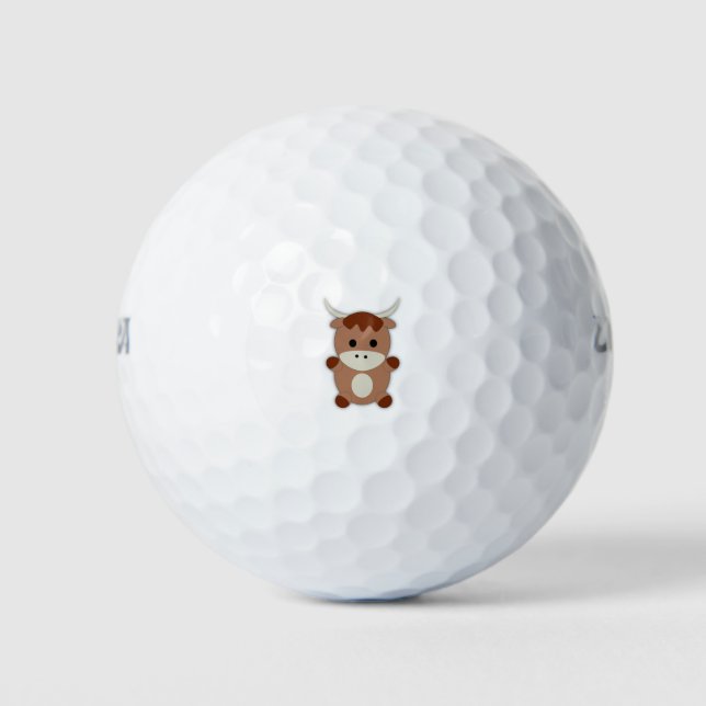 Pelotas De Golf Cute Brown Cow (Anverso)