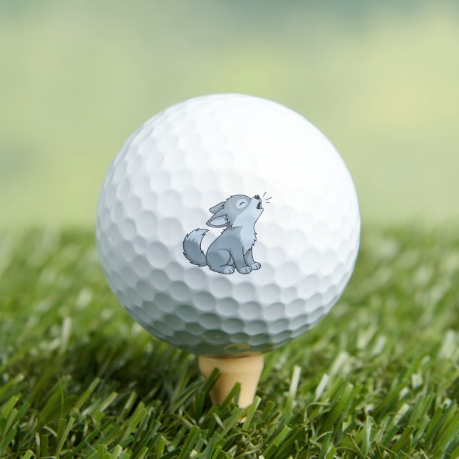 Pelotas De Golf Cute Cartoon Howling Wolf Pup (Camiseta in situ)