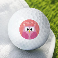Cute Cartoon Owl in Pink and Coral