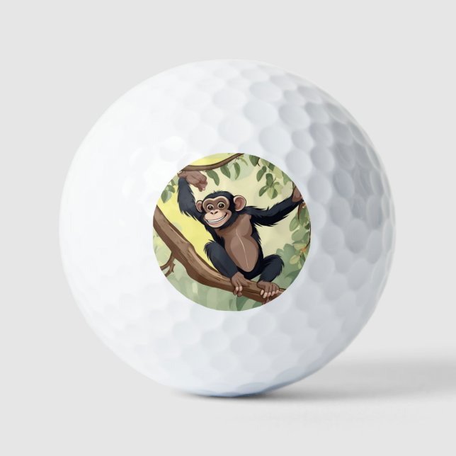 Pelotas De Golf Cute Chimpanzee (Anverso)