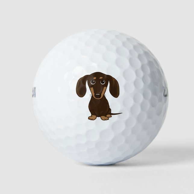 Pelotas De Golf Cute Chocolate Dachshund | Perro Personalizado Wie (Anverso)