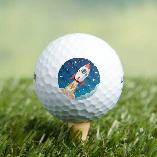 Pelotas De Golf Cute cohete espacial despegando (Camiseta in situ)