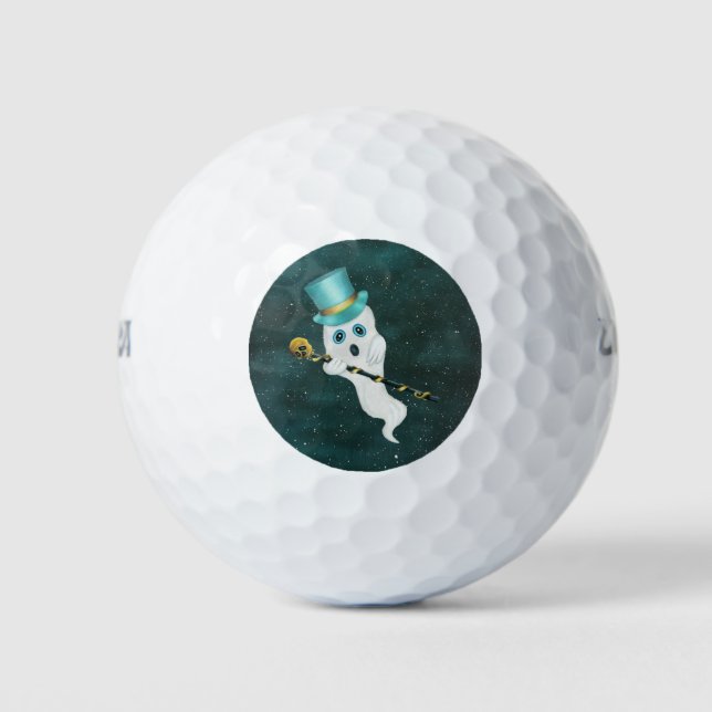 Pelotas De Golf Cute Fantasma Flotante Ojos Azules Noche Cañón de  (Anverso)