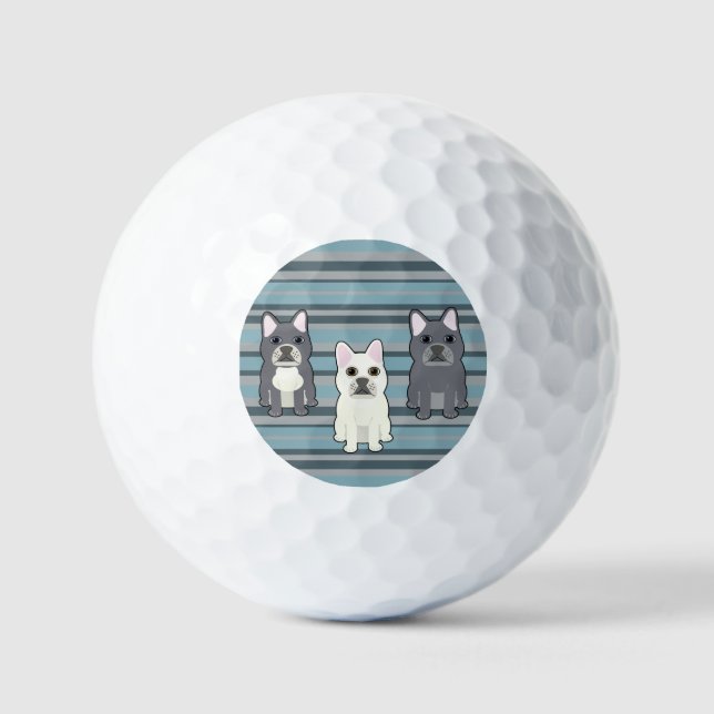 Pelotas De Golf Cute French Bulldog Blue Striped (Anverso)