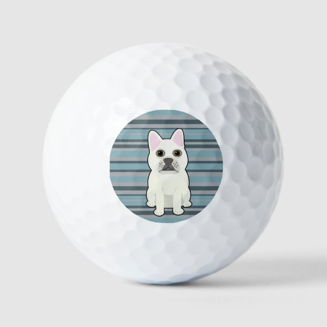 Pelotas De Golf Cute French Bulldog Blue Striped (Anverso)