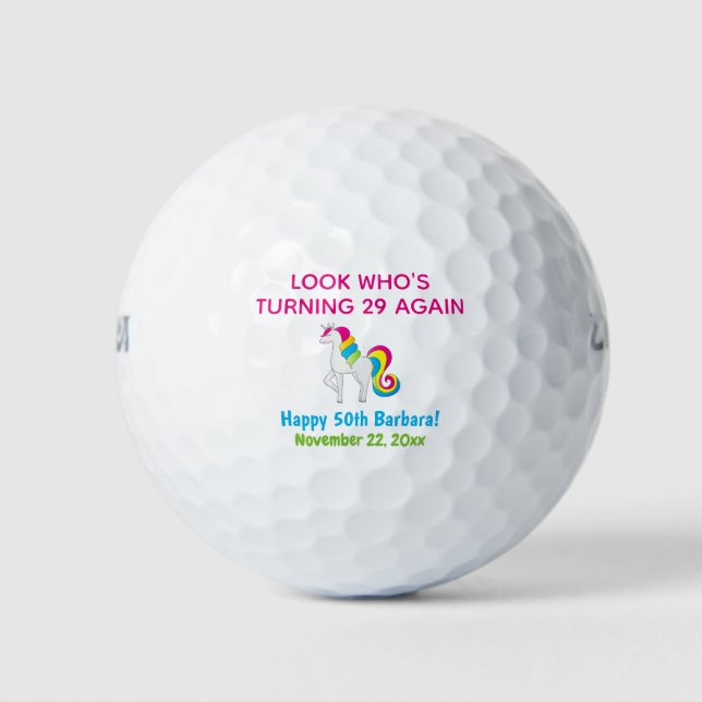 Pelotas De Golf Cute Funny Birthday Unicorn (Anverso)