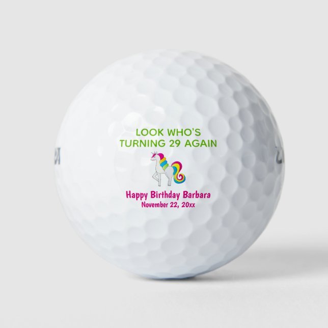 Pelotas De Golf Cute Funny Unicorn Cumpleaños (Anverso)