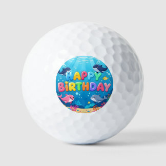 Pelotas De Golf Cute Happy Birthday nautical dolphin