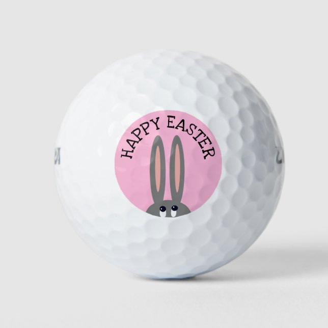 Pelotas De Golf Cute Happy Easter Bunny Pink Golf Balls (Anverso)