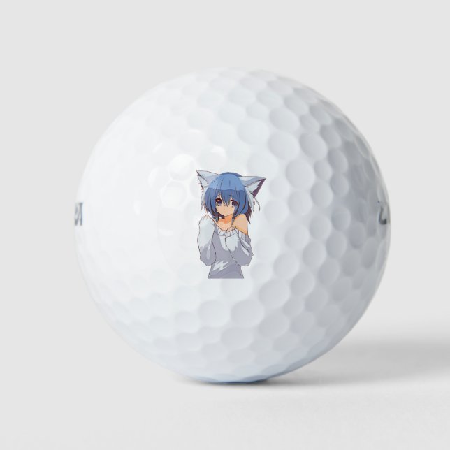 Pelotas De Golf Cute Kawaii Cat-chica Waifu (Anverso)
