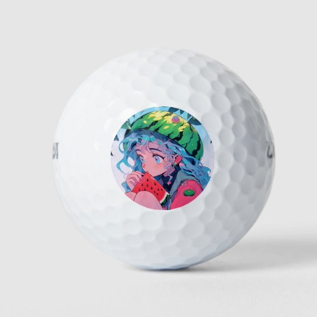 Pelotas De Golf Cute Kawaii Watermelon Fruit Nature Anime Chica (Anverso)