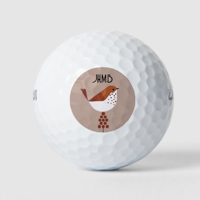 Pelotas De Golf Cute Little Bird Animal Monogram Art (Anverso)
