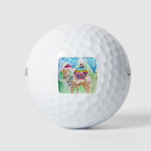 Pelotas De Golf Cute Llama Merry Christmas Watercolor arte