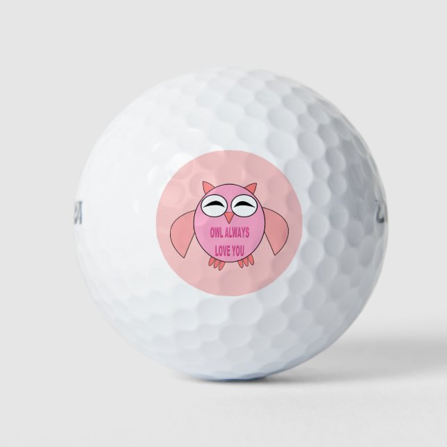 Pelotas De Golf Cute Love Message Owl Golf Ball (Anverso)