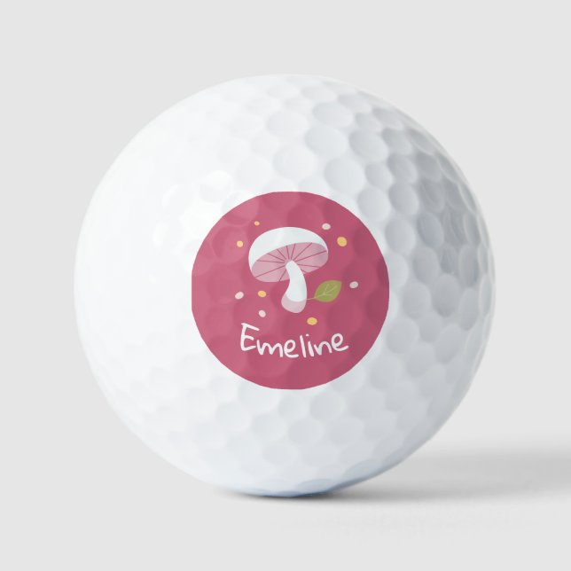 Pelotas De Golf Cute Mushroom | Emma B. | Personalizar | (Anverso)