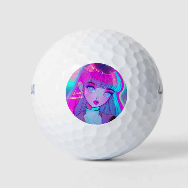 Pelotas De Golf Cute Neon Anime Chica Golf Balls (Anverso)