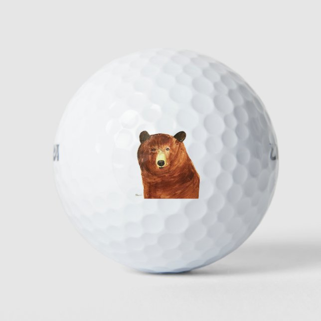 Pelotas De Golf Cute oso animal grizzly fauna silvestre acuarela (Anverso)