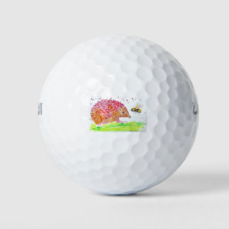 Pelotas De Golf Cute Pink Hedgehog y una abeja Bumble