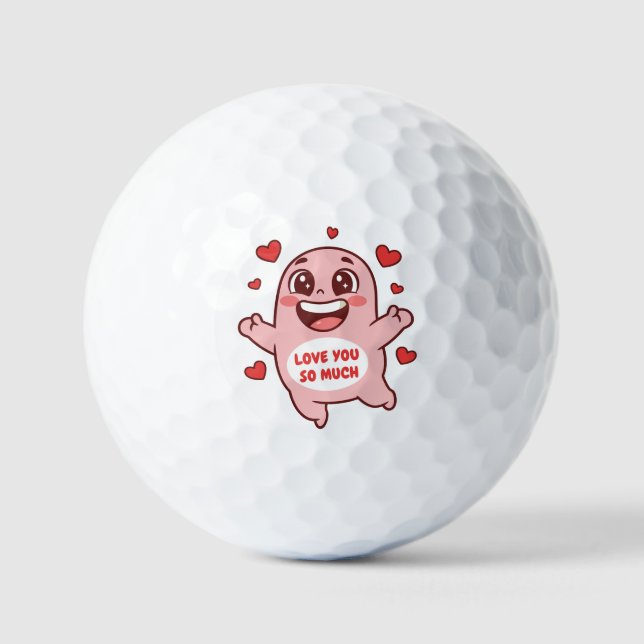 Pelotas De Golf Cute Pink Monster Love You So Much Art (Anverso)