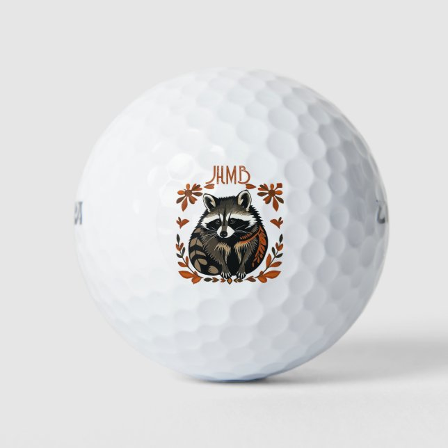 Pelotas De Golf Cute Raccoon Animal logo Monogram Art (Anverso)
