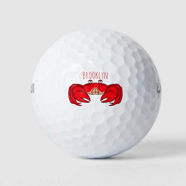 Pelotas De Golf Cute red crab cartoon illustration (Anverso)