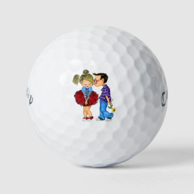 Pelotas De Golf Cute Romantic Couple Golf Balls Gift (Anverso)
