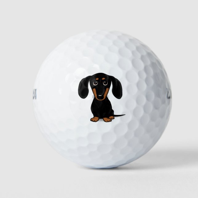 Pelotas De Golf Cute Shorthal Black and Tan Dachshund Dog (Anverso)