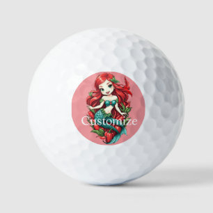 Pelotas De Golf Cute Sirena de Dos Colas Pelirroja Thunder_Cove