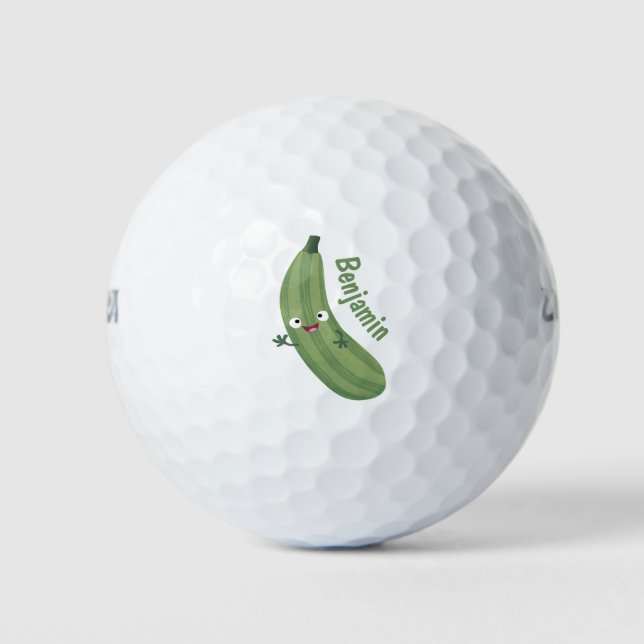 Pelotas De Golf Cute zucchini feliz personalizado ilustracion (Anverso)