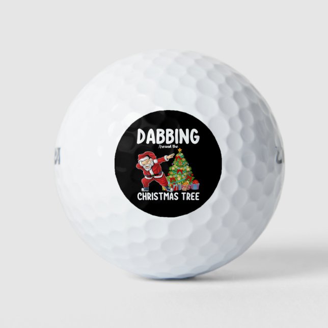 Pelotas De Golf Dabbing en torno al árbol de navidad navideño (Anverso)