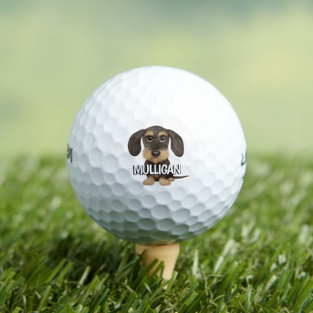Pelotas De Golf Dachshund con cable | Nombre personalizado de Cute (Camiseta in situ)