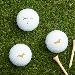 Pelotas De Golf dachshund fawn y la silueta de tan