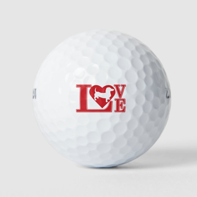 Pelotas De Golf Dachshund Love Heart (Anverso)