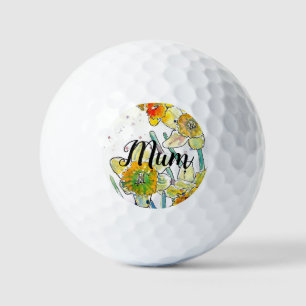 Pelotas De Golf Daffodil Watercolor Flor Arte Cumpleaños Mamá Golf