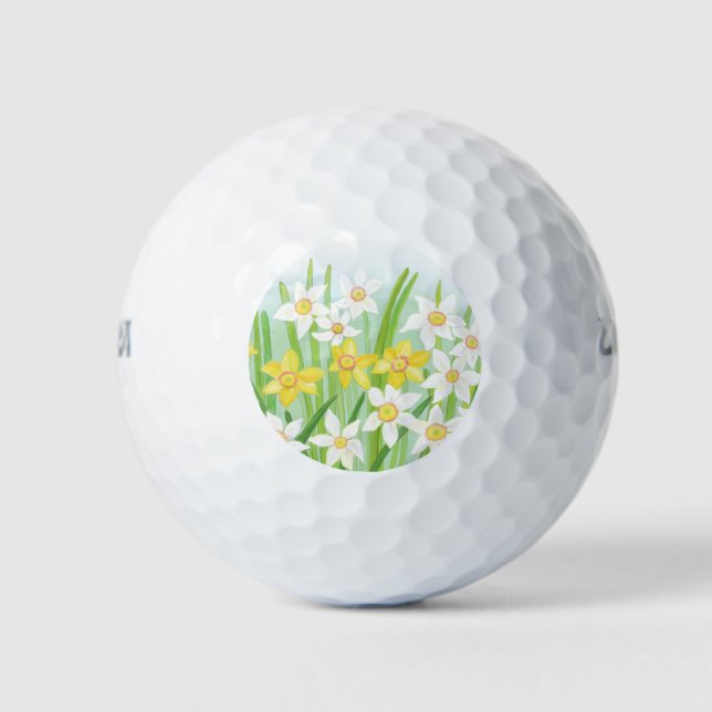 Pelotas De Golf Dafóditos amarillos y blancos en primavera (Anverso)
