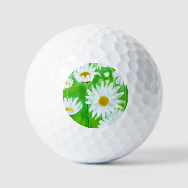 Pelotas De Golf Daisy Flower Summer Garden Pintura (Anverso)