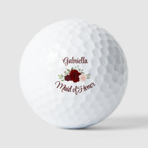 Pelotas De Golf Dama de Honor Favor de Boda Rosas Borgoña Rubor