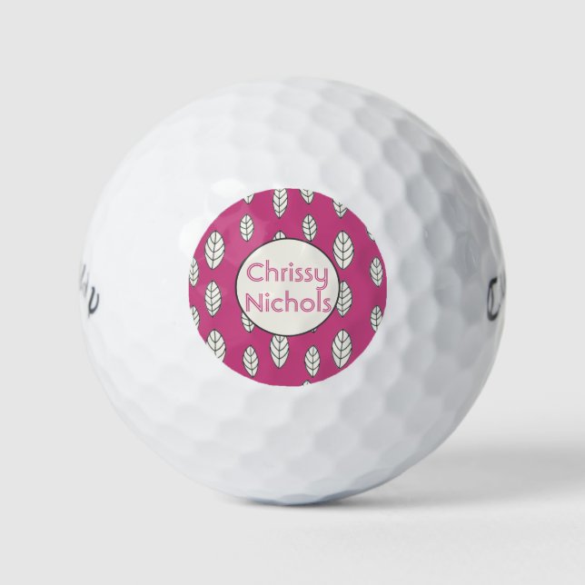 Pelotas De Golf Damas modernas de rosa caliente personalizadas (Anverso)