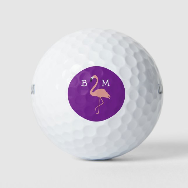 Pelotas De Golf Damas Monograma Flamingo Rosa (Anverso)