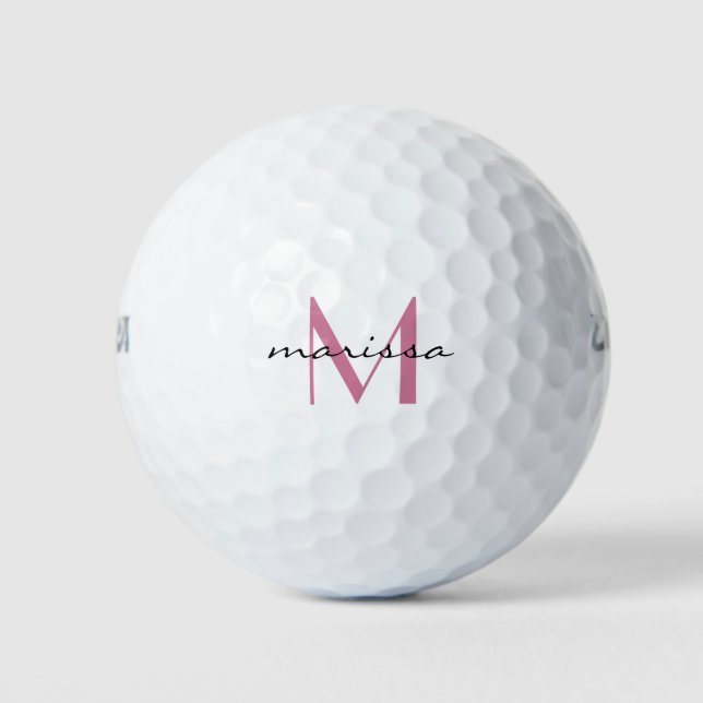 Pelotas De Golf Damas Personalizado Nombre rosa Monograma (Anverso)