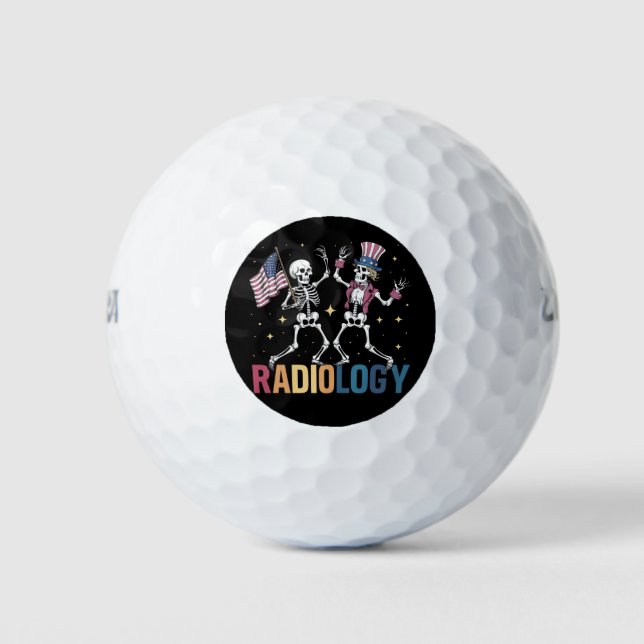 Pelotas De Golf Dancing Skeleton Radiology X-ray Tech Patriotic (Anverso)