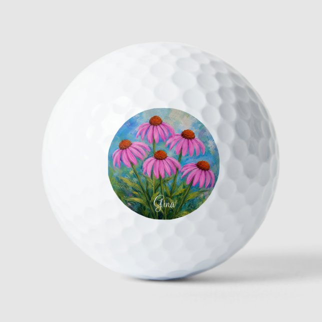 Pelotas de Golf de Coneflowers Personalizadas (Anverso)