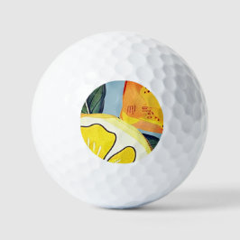 Pelotas de Golf de Rodaja de Limón con Acuarela — 