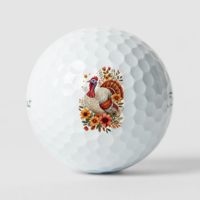 Pelotas De Golf Decorated Thanksgiving Turkey  (Anverso)